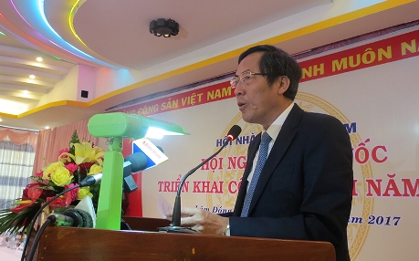 Chủ tịch Hội Nhà báo Việt Nam Thuận Hữu phát biểu tại Hội nghị