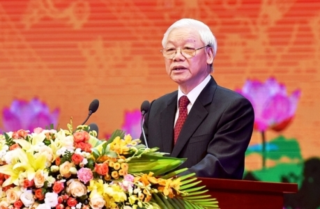 Tổng Bí thư Nguyễn Phú Trọng đọc diễn văn tại Lễ kỷ niệm.