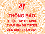 Thông báo triệu tập thí sinh tham gia dự tuyển viên chức năm 2020